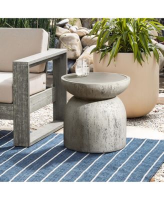 Rustic Indoors and Outdoors Round 15.75-Inch Tall MgO Side Table