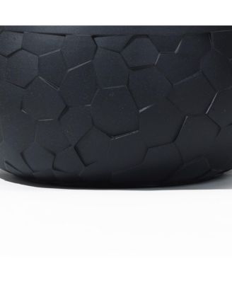 Black Beehive Pattern 17.5-Inch Round Planter