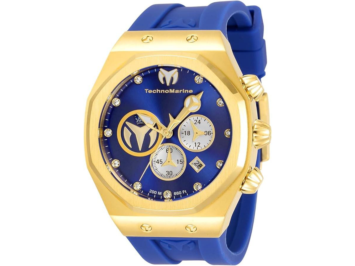 Men's Tm-520003 Reef Quartz Chronograph Blue, Silver, Gold Dial Watch - Gold