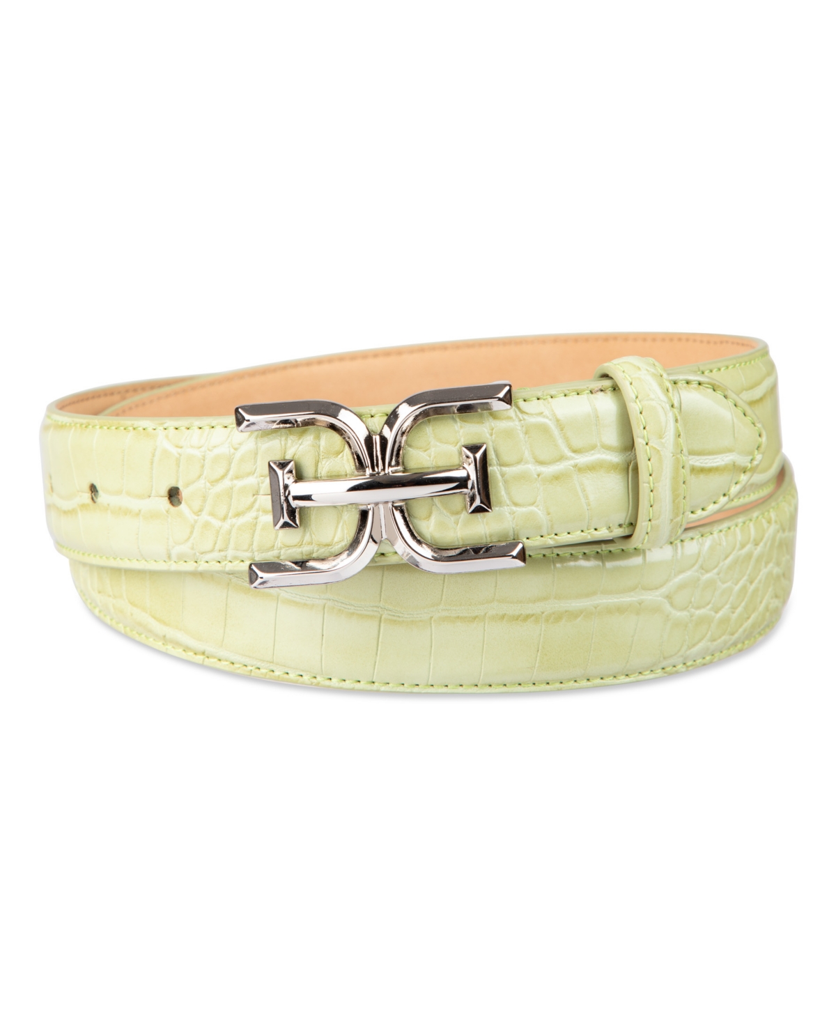 Double-e Plaque High Shine Patent Leather Belt - Green