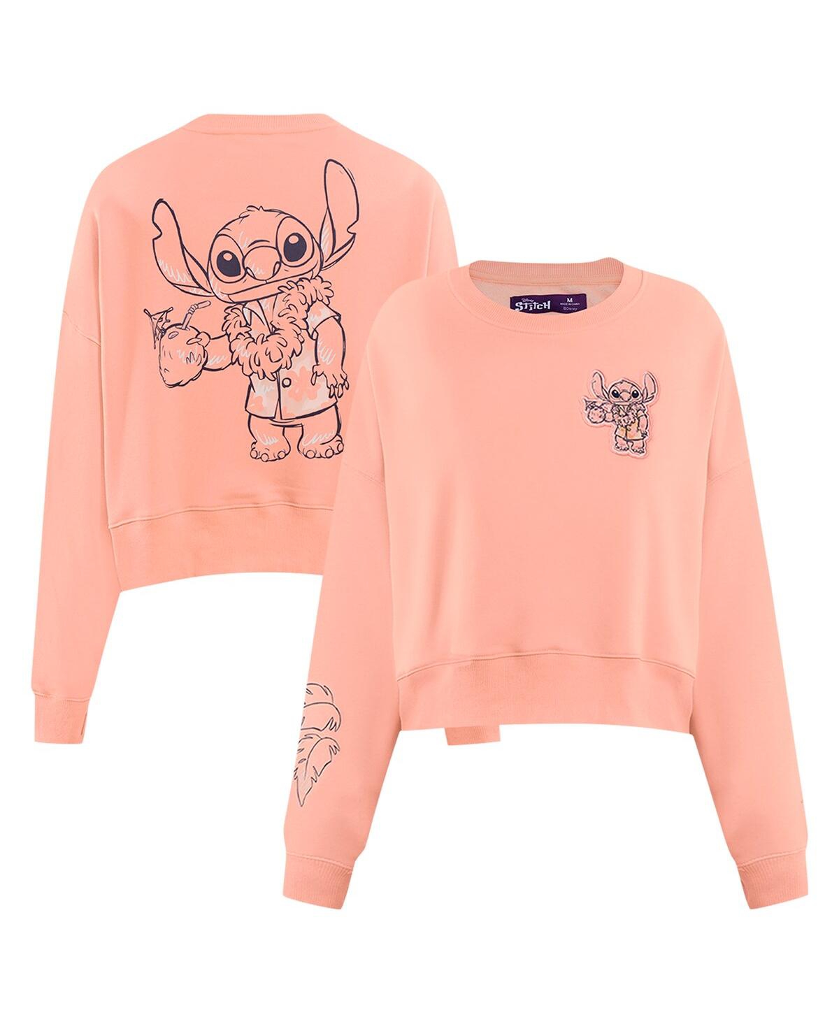 Freeze Max Women's Light Pink Lilo And Stitch Vacation Loose Fit Cropped Pullover Sweatshirt In Light Pink