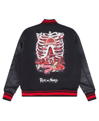 Men's Black Rick And Morty Anatomy Park Full-Zip Varsity Jacket