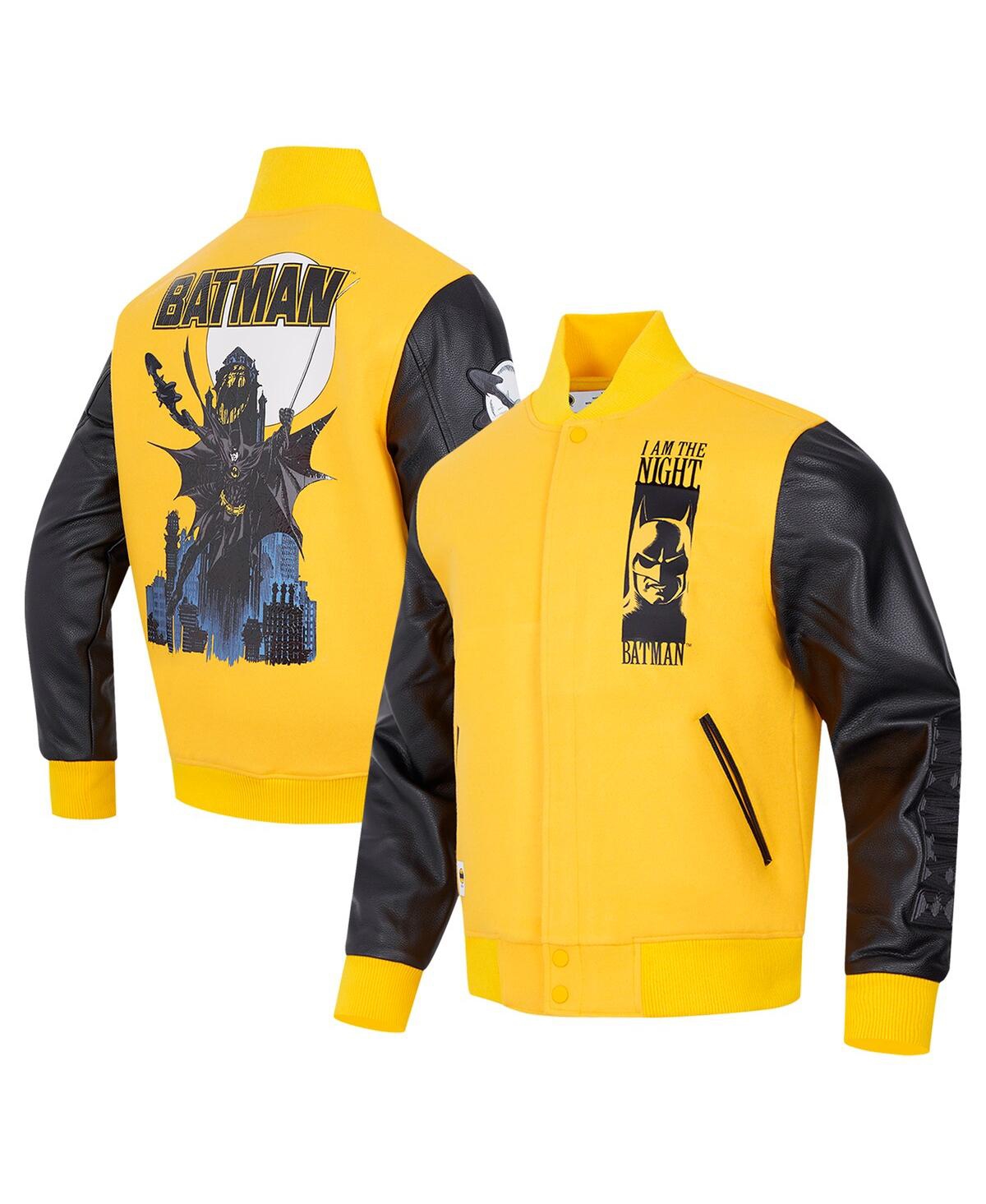 Men's Yellow Batman Comics I Am The Night Full-Zip Varsity Jacket - Yellow