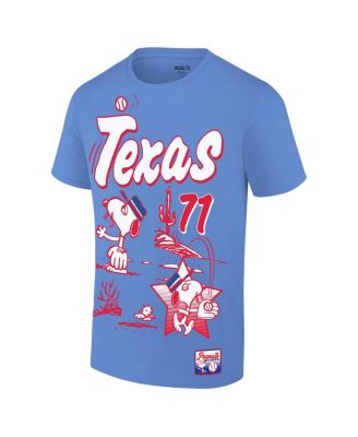 Men's Royal Peanuts Texas Baseball T-Shirt