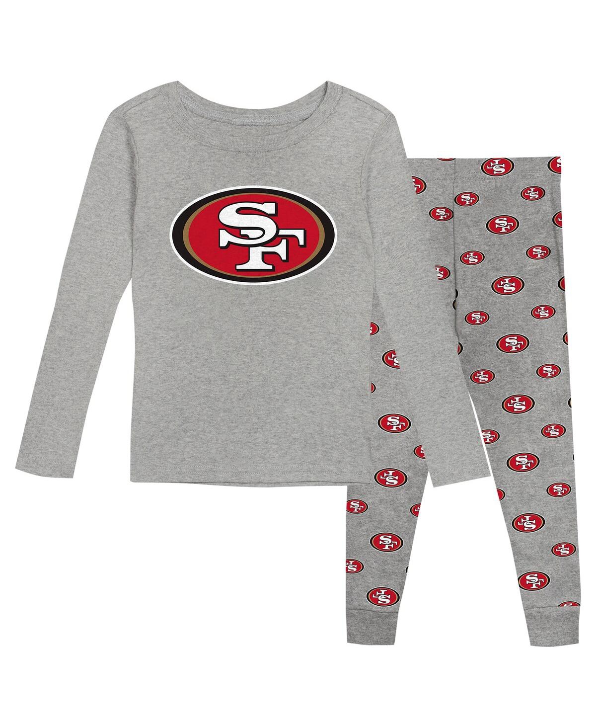 Preschool Heather Gray San Francisco 49ers Long Sleeve T-Shirt and Pants Sleep Set - Heather Gray