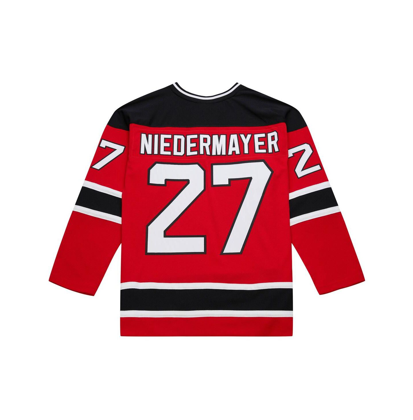 Мужской топ Mitchell & Ness Scott Niedermayer Red New Jersey Devils Big & Tall 1999/00 Blue Line 2.0 Jersey — фото 5