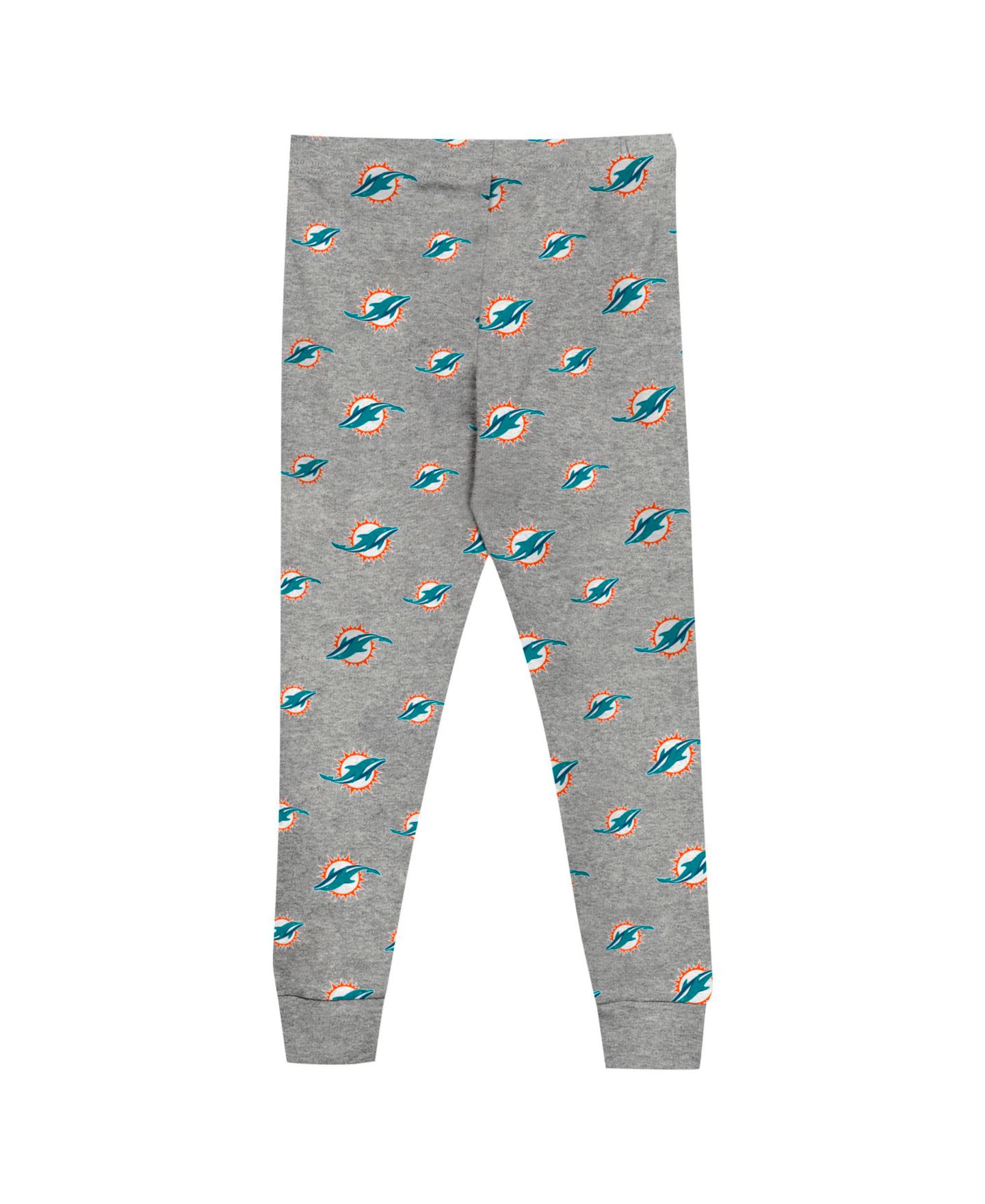 Детские пижамы Outerstuff Preschool Heather Gray Miami Dolphins Long Sleeve T-Shirt and Pants Sleep Set — фото 4