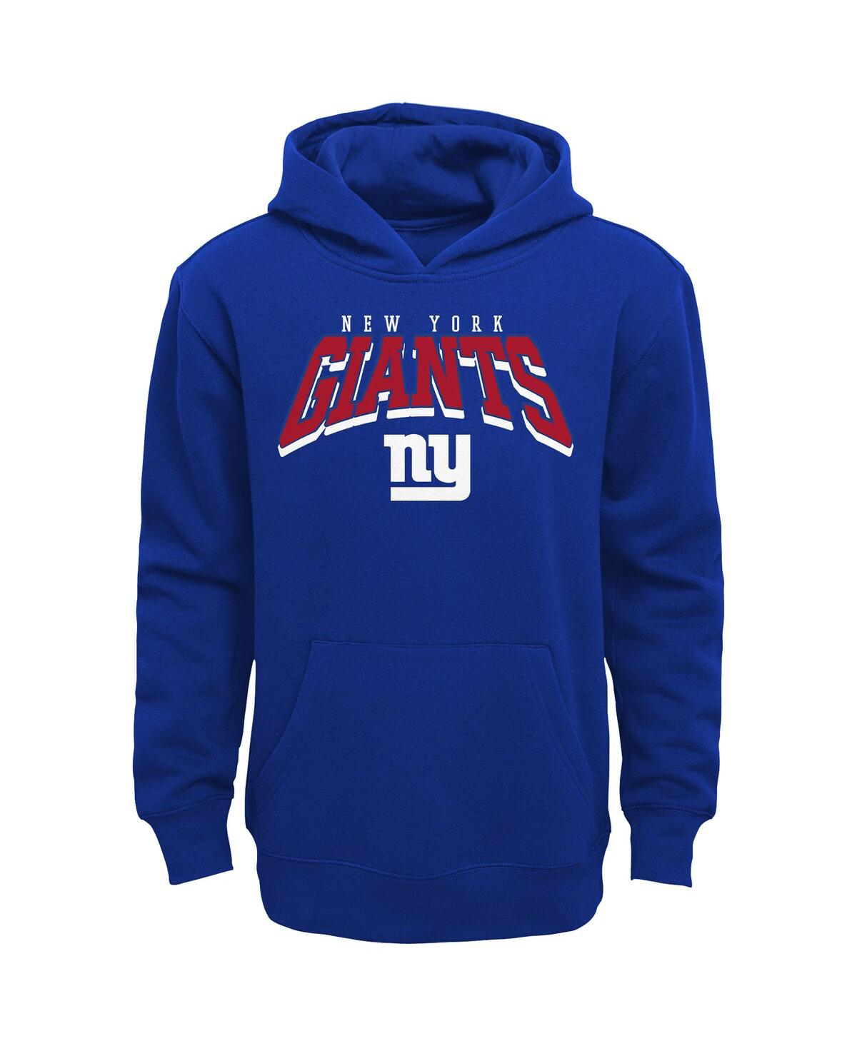 Outerstuff Big Boys And Girls New York Giants Dynamic Duo Fleece Pullover Hoodie Sweatpants Set In Royal,gray