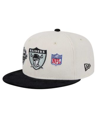 Men's Cream/Gray Las Vegas Raiders Throwback Corduroy 59FIFTY Fitted Hat