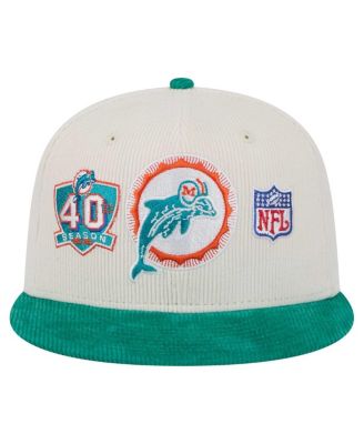 Men's Cream/Aqua Miami Dolphins Throwback Corduroy 59FIFTY Fitted Hat