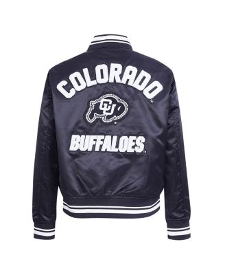 Women's Black Colorado Buffaloes Satin Cultivated Pearl Full-Snap Jacket