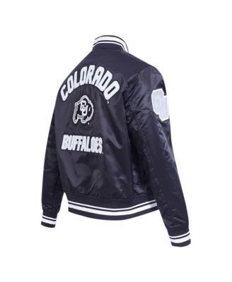Women's Black Colorado Buffaloes Satin Cultivated Pearl Full-Snap Jacket
