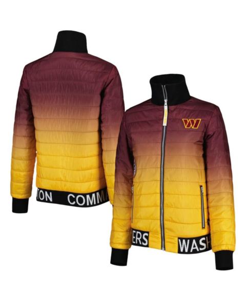 Женские куртки The Wild Collective Women's Burgundy/Gold Washington Commanders Color Block Full-Zip Puffer Jacket