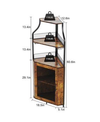 Corner Bar Cabinet with LED Lights, Industrial Liquor Cabinet with Adjustable Shelf, 5-Tier Industrial Wine Cabinet with Glass Holder, Home Bar Cabinet, Coffee Bar Cabinet