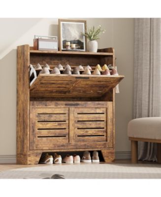 gaomon Shoe Storage Cabinet with 2 Flip Drawers, Narrow Shoe Cabinet for Entryway, Freestanding Hidden Slim Shoe Organizer Cabinet with Hooks for Foyer, Hallway, Garage - Macy's