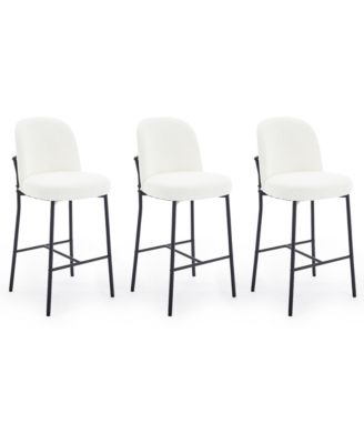 Bar Stools Set of 3, 28 Inches Modern Counter Height Bar Stools with High Back Metal Legs, Upholstered Tall Barstools for Kitchen Island, Cafe, Pub