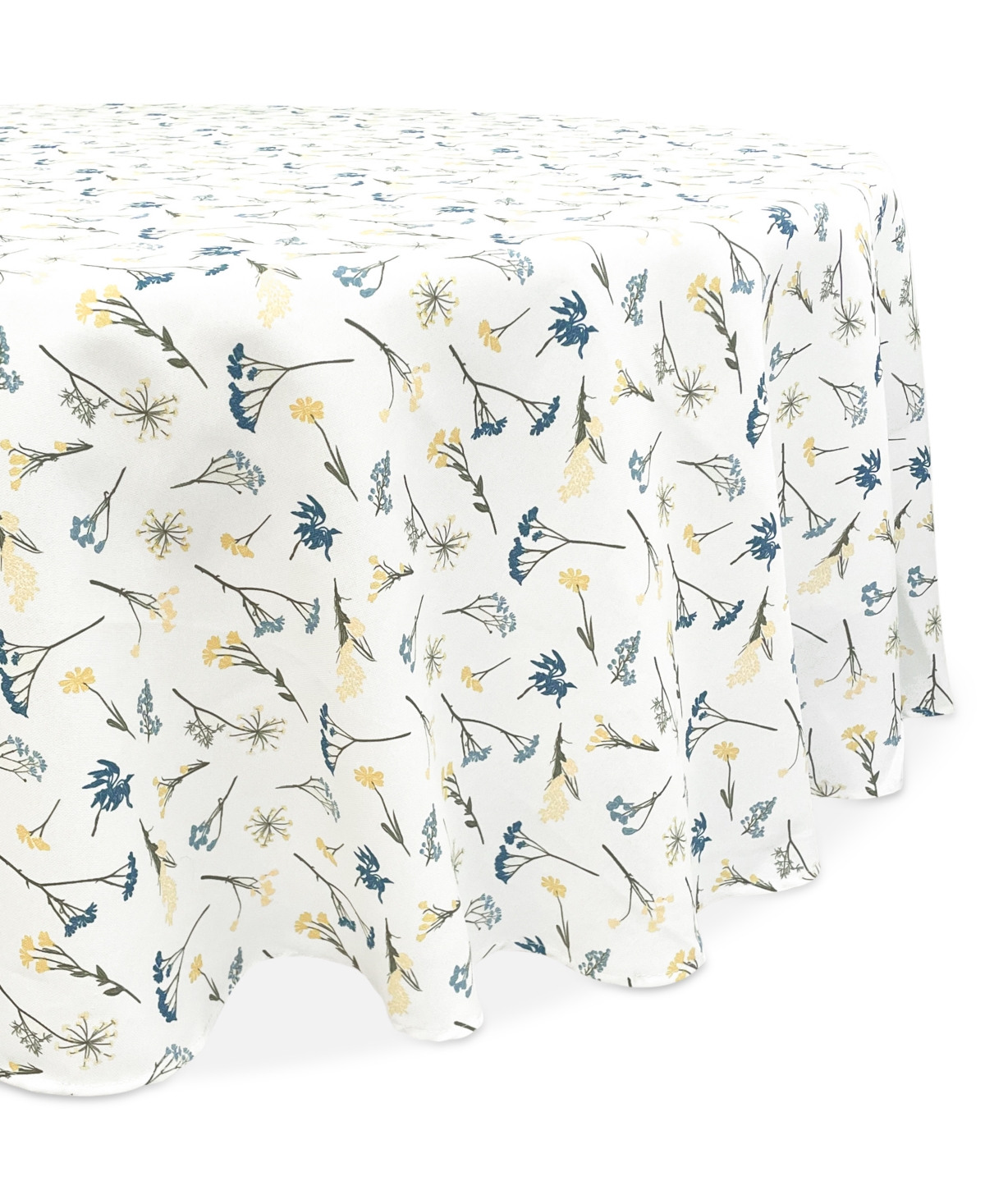 Lenox Wildflower Allover Print Tablecloth, 70" Round In Blue,white