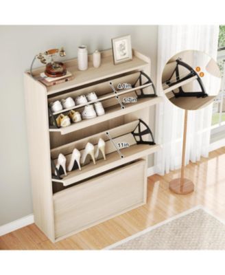 Shoe Cabinet with 3 Flip Drawers, Modern Shoe Rack Storage Organizer