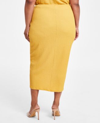 Plus Size Textured Drawstring-Ruched Skirt