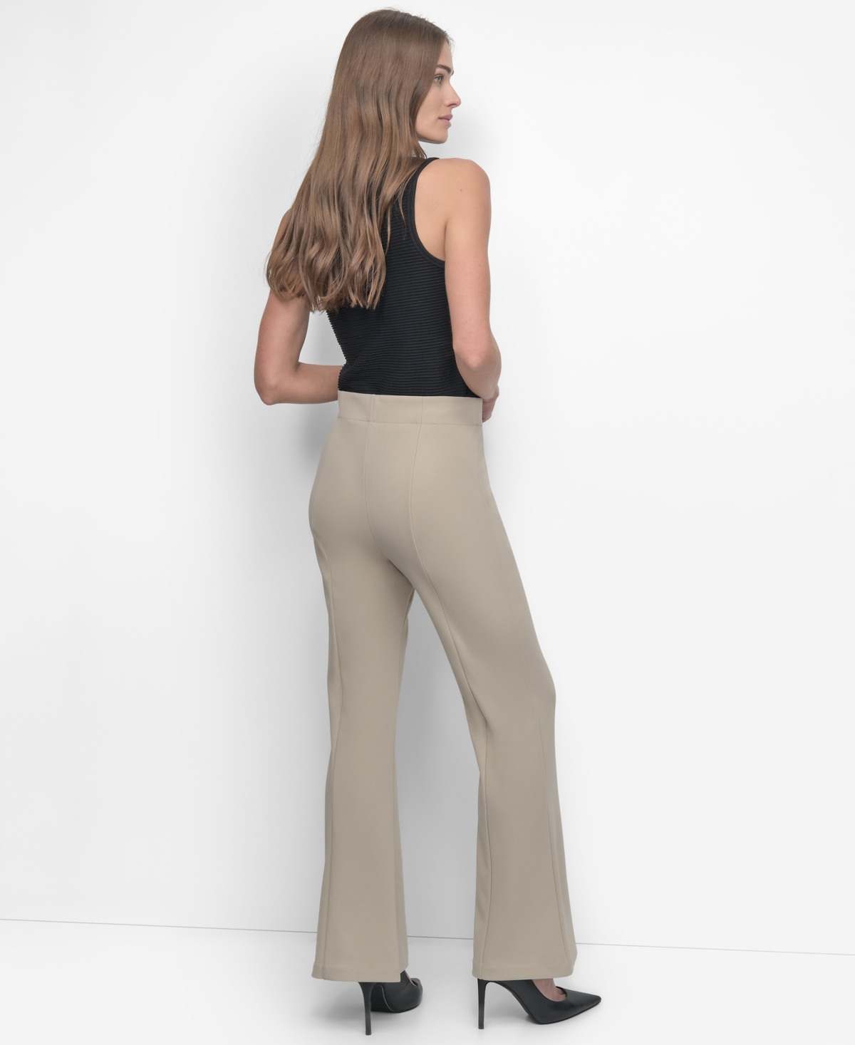Dkny Women's Front-seam Pull-on Trousers In Pebble