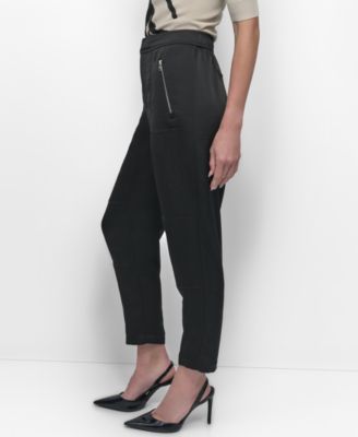 Women's Elastic Waist-Back Zipper Trousers