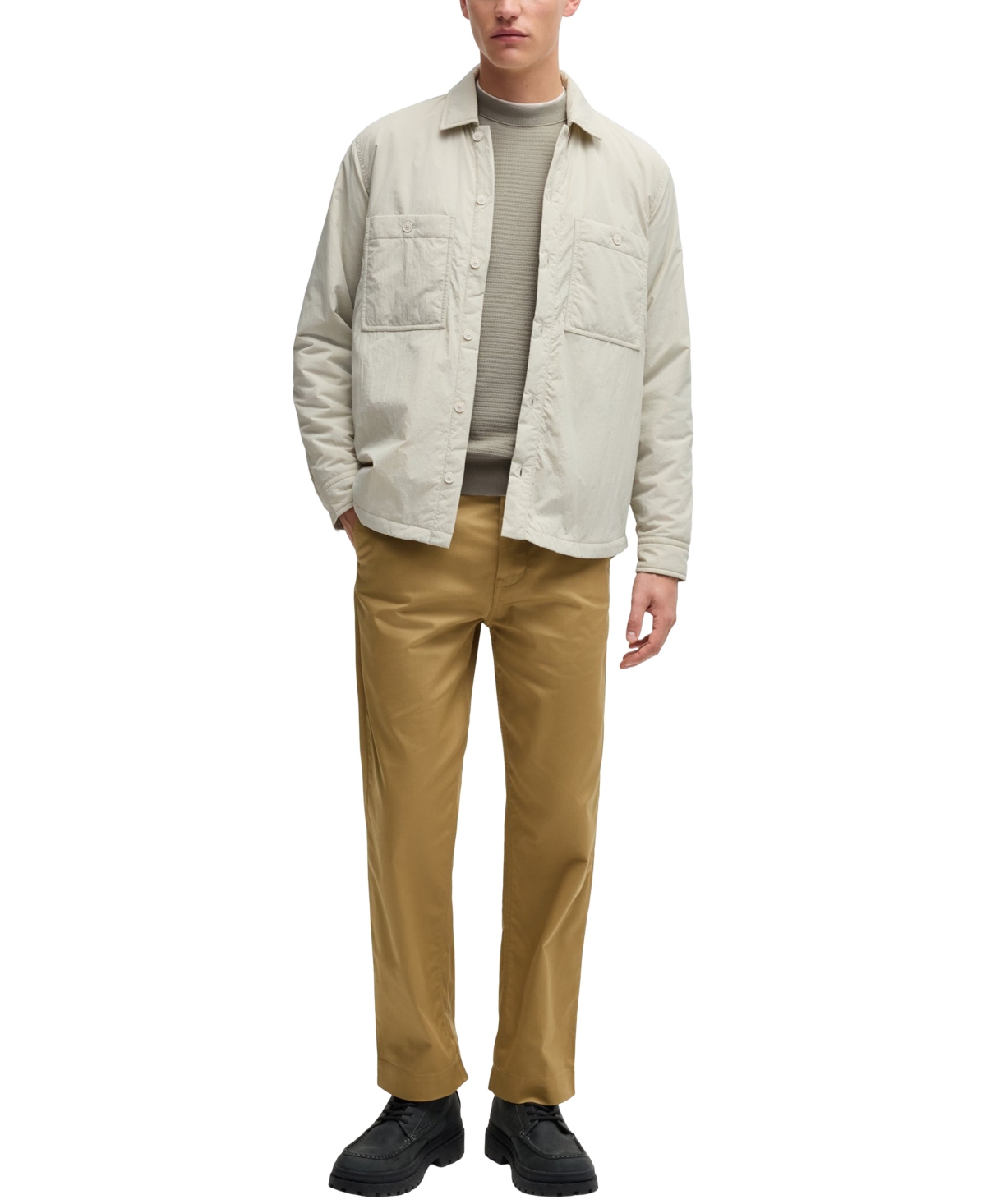 Shop Hugo Boss Boss By  Men's Logo Patch Regular-fit Sweater In Open Beige