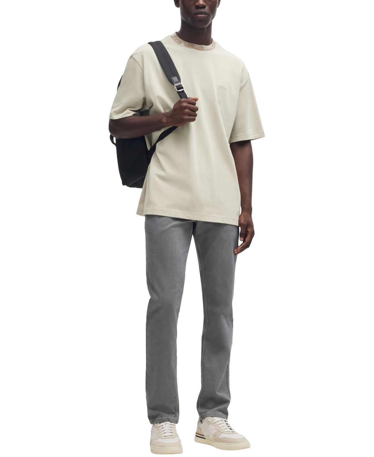 Hugo Boss Boss By  Men's Mixed Structures Regular-fit T-shirt In Open Beige
