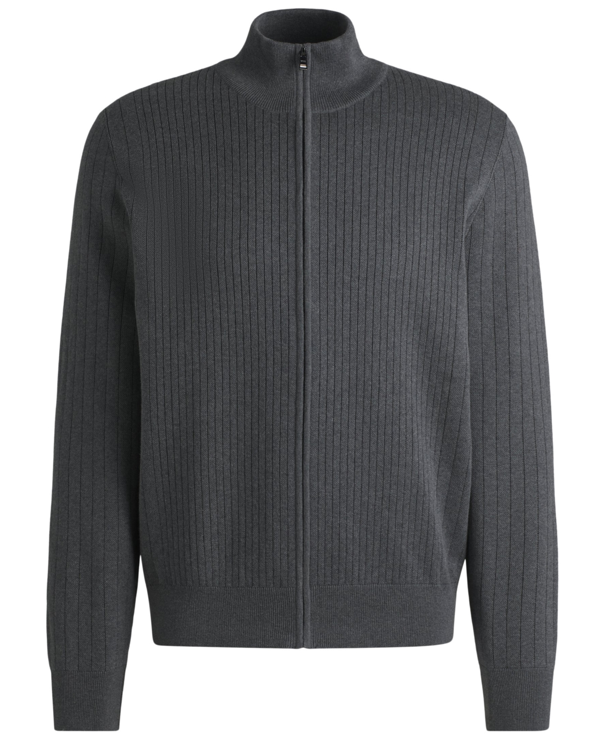 Shop Hugo Boss Boss By  Men's Knit Pinstripe Zip-up Cardigan In Open Gray