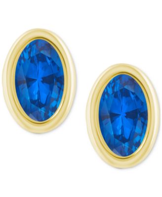 Created Sapphire Oval Stud Earrings (1-1/2 ct. t.w.) in 10k Yellow Gold