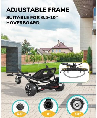 Hoverboard Go Kart Seat Attachment, Compatible with 6.5" 8" 10" Hoverboards, Adjustable Frame Length for Kids and Adults