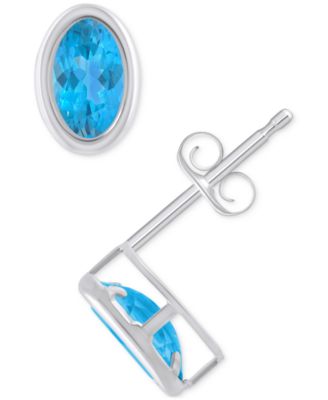 Created Sapphire Oval Stud Earrings (1-1/2 ct. t.w.) in 10k Yellow Gold