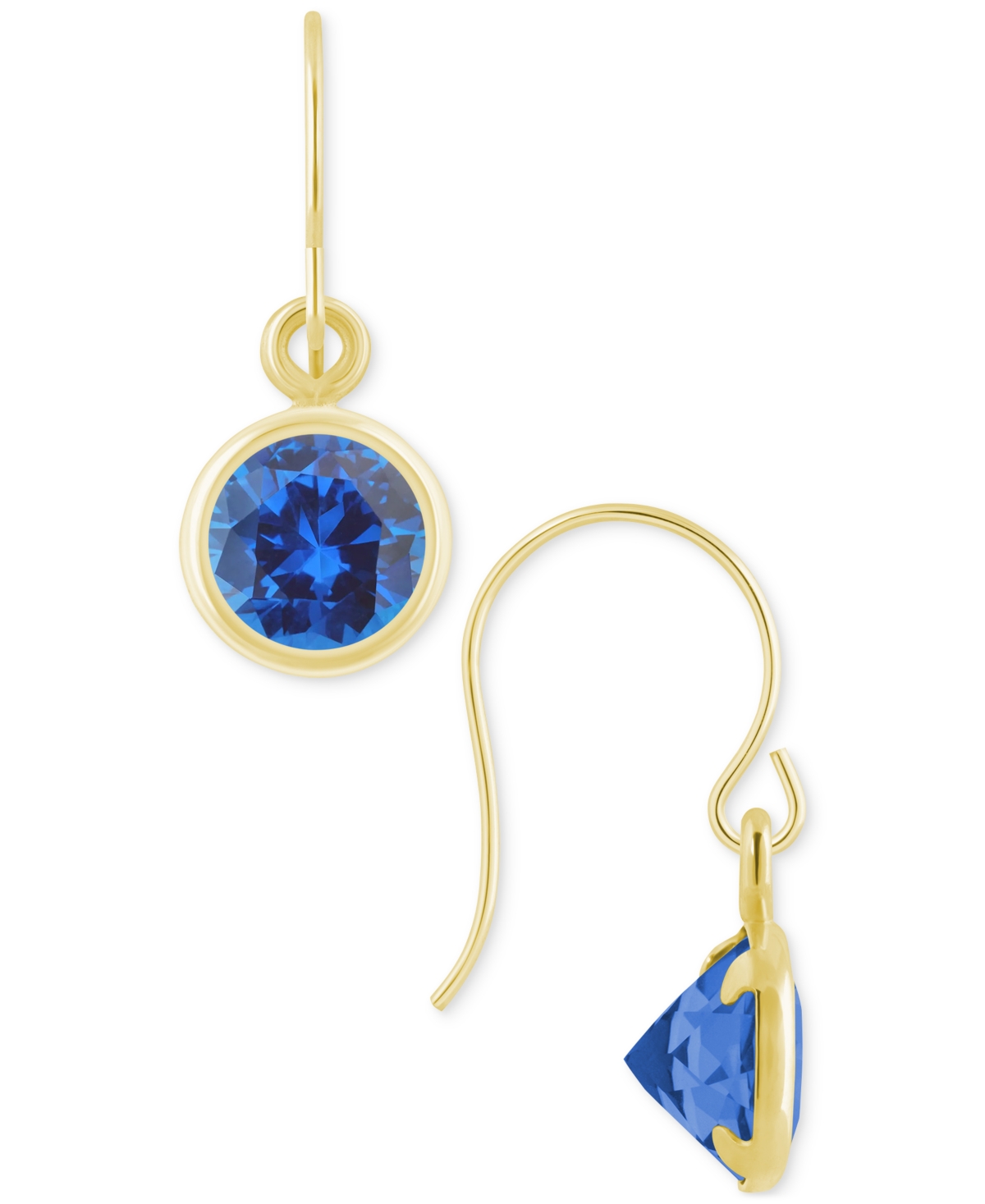 Macy's Created Sapphire Oval Stud Earrings (1-1/2 Ct. T.w.) In 10k Yellow Gold (also In Additional Gemstone In Sapphire,gold