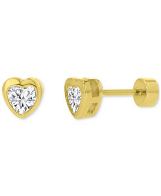 Macy's - Cubic Zirconia Heart Stud Earrings (3/4 ct. t.w.) in 14k Gold-Plated Sterling Silver