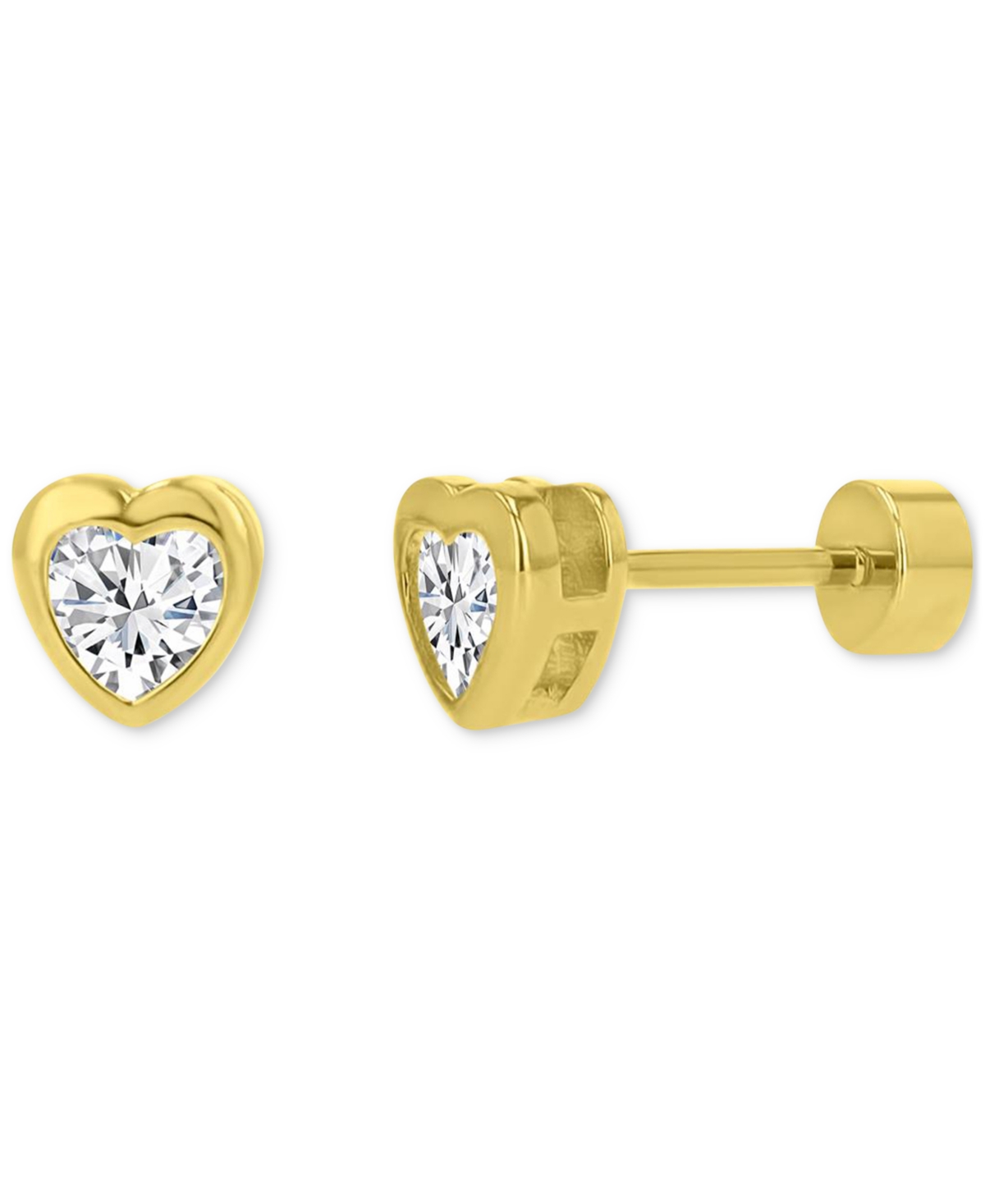 Macy's Cubic Zirconia Heart Stud Earrings (3/4 Ct. T.w.) In 14k Gold-plated Sterling Silver In Gold
