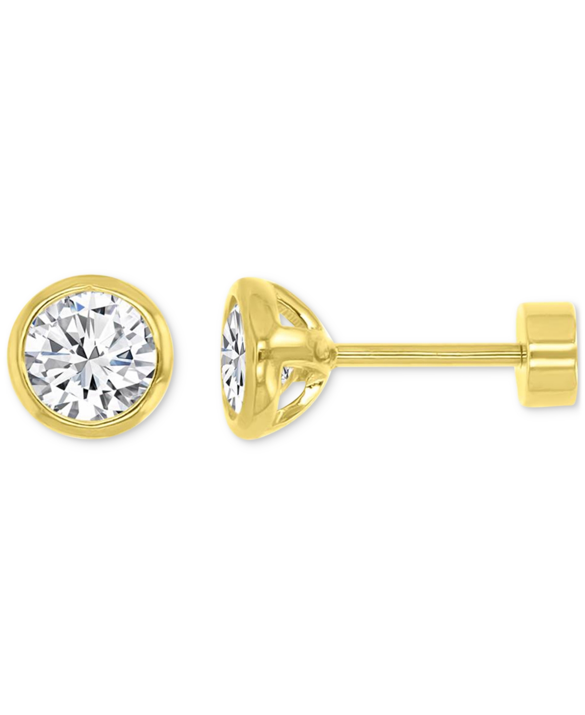 Macy's Cubic Zirconia Stud Earrings (1-1/2 Ct. T.w.) In 14k Gold-plated Sterling Silver In Gold
