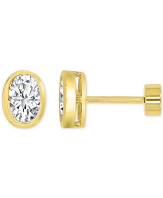 Cubic Zirconia Oval Stud Earrings (1-3/8 ct. t.w.) in 14k Gold-Plated Sterling Silver