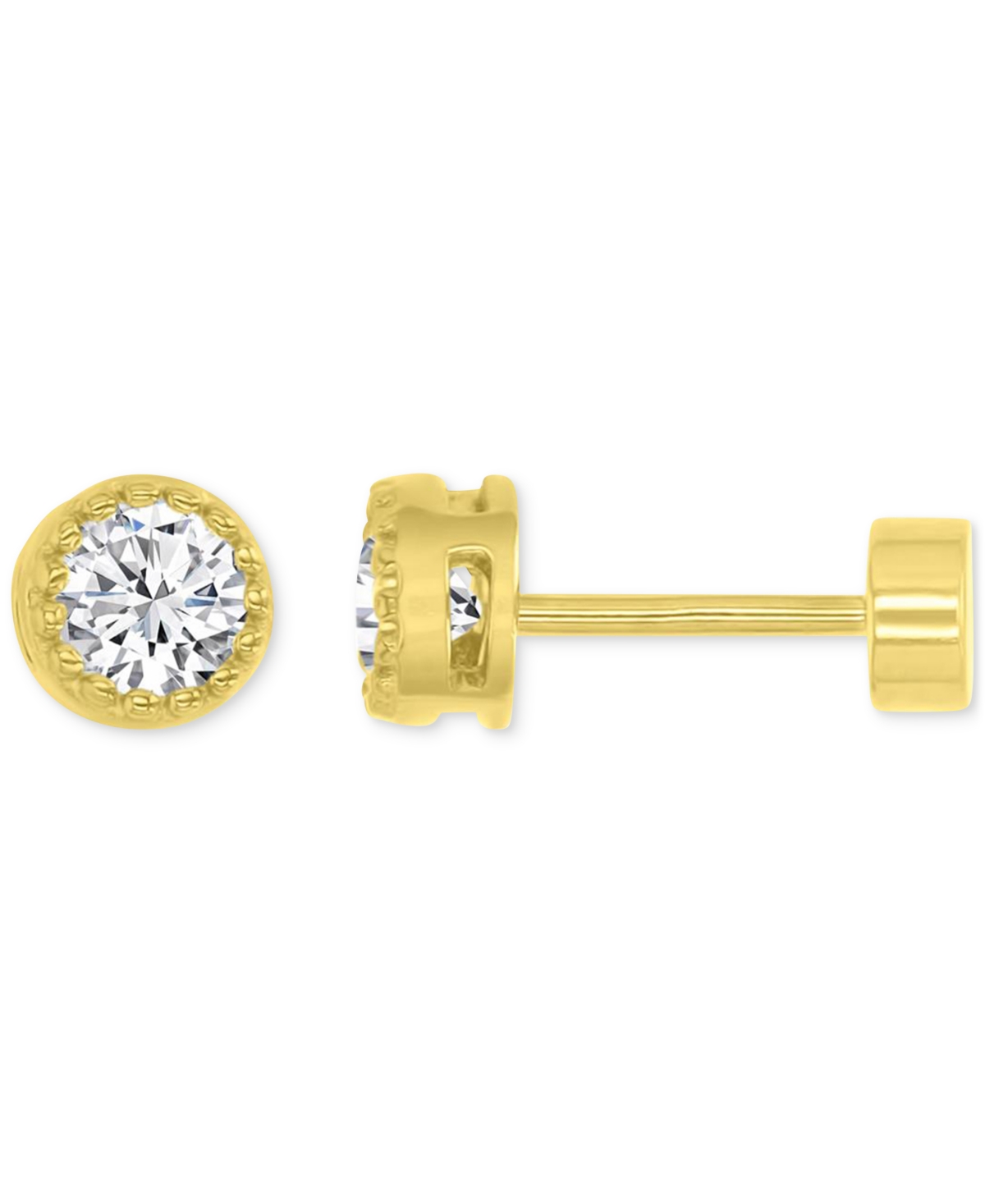 Macy's Cubic Zirconia Stud Earrings (3/8 Ct. T.w.) In 14k Gold-plated Sterling Silver In Yellow