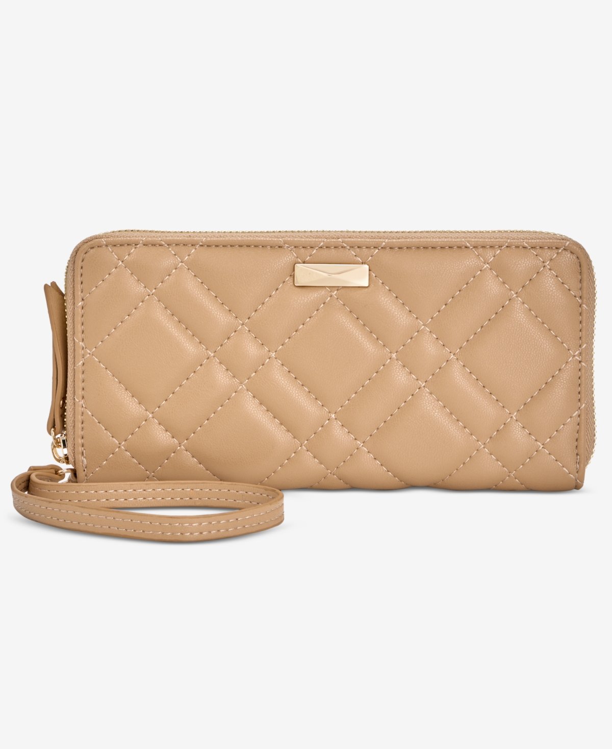 Hazel Zip-Around Quilt Wristlet, Created for Macy's - English Walnut