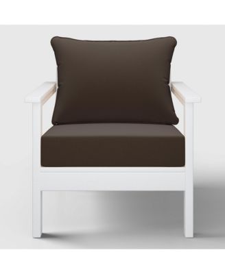 Outdoor Modern HDPE Patio White Club Chairs with Deep Seat Cushions (Set of 2)