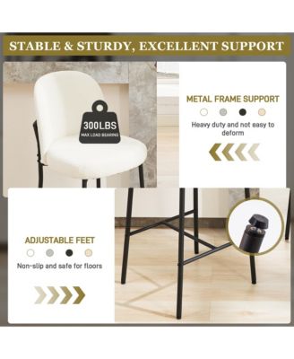 Bar Stools Set of 4, 28 Inches Modern Counter Height Bar Stools with High Back Metal Legs, Upholstered Tall Barstools for Kitchen Island, Cafe, Pub