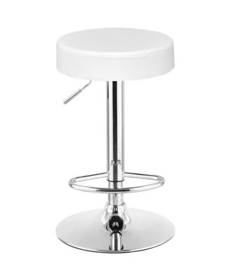 Round Leather Seat Chrome Leg Adjustable Hydraulic Swivel 1 PC Bar Stool