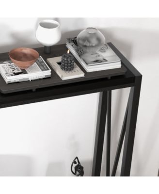 Side Table Entryway Table 2-Tier Console Table with Storage Narrow Sofa Table with V Design 43" Industrial Console Table for Hallway Entryway