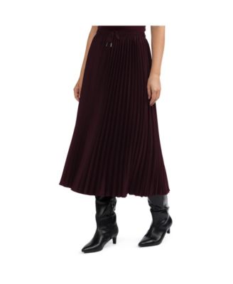 Women's Pleated Satin Midi Skirt