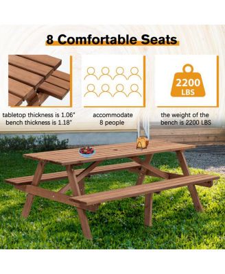 8-Person Wooden Picnic Table for Comfortable and Stylish Outdoor Gatherings