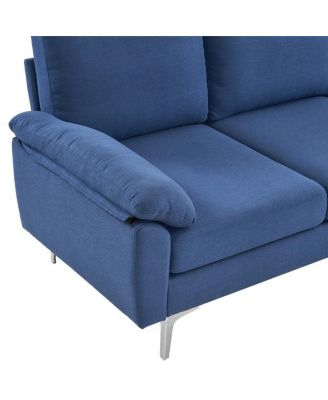 L-Shaped Glossy 4-Seater Indoor Modular Sofa with Iron Legs for Stylish Living Room Seating