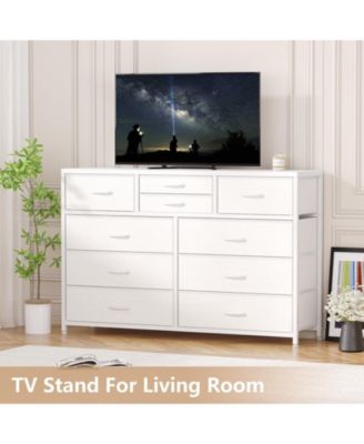 Dresser for Bedroom TV Stand for 55" TV, Entertainment Center with 10 Drawers
