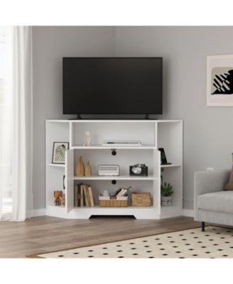 Corner Tv Stand for Tvs Up to 55 Inch with Power Outlet