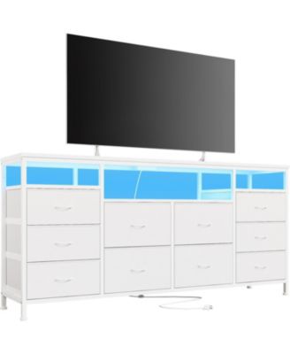 63.3 Inch Black Dresser for Bedroom, 10 Drawer Dresser TV Stand