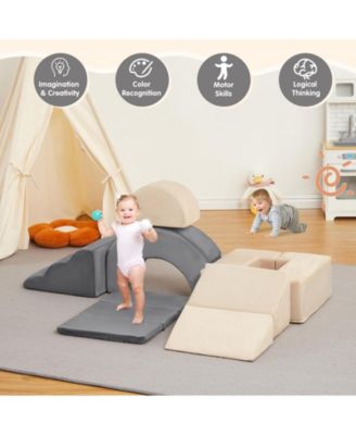 Kids Modular couch, 7-Piece Foam Climbing Blocks Playset for Toddlers, Soft Indoor Activity Set with Slide, Stairs, and Ramp for Climbing and Crawling at Home or Kindergarten