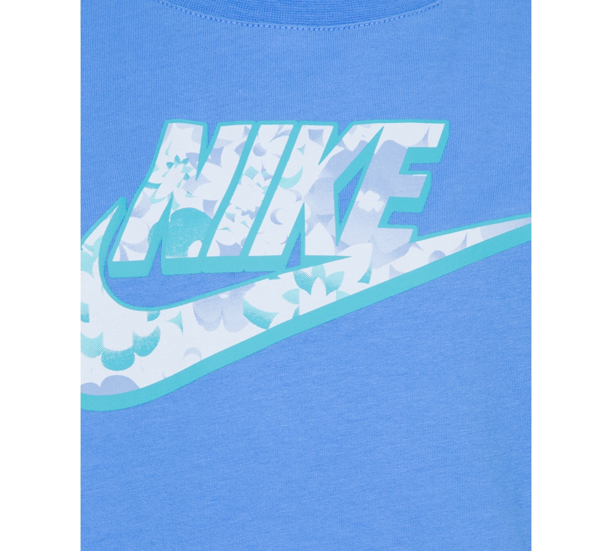 Nike Little Girls Flow-ral Relaxed Blue Beyond T-shirt In Nkg Flow-ral Boxy Graphi